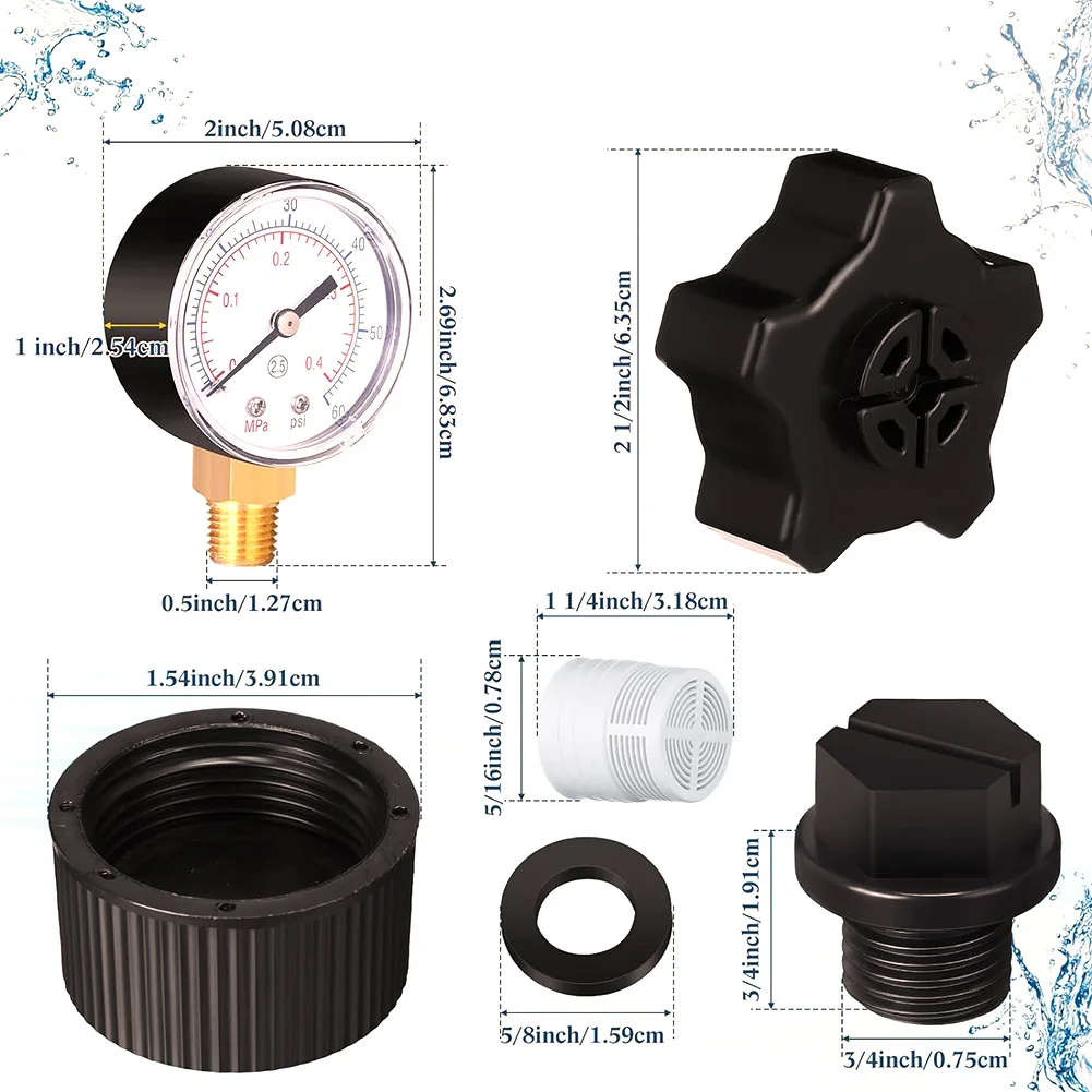 

Drain Cap Set Pool Pump Kit Leak-proof Gasket Tight Seal User-friendly Design 5 Piece Set 10*10*10cm Pool Maintenance
