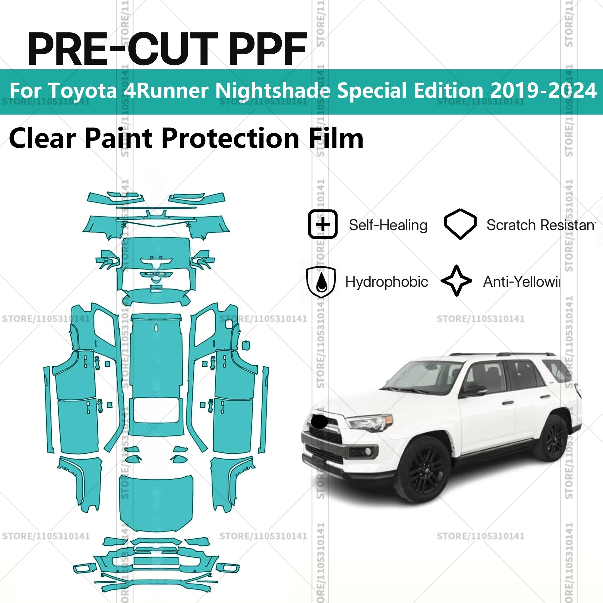 

Предварительно нарезанная прозрачная защитная пленка PPF для автомобилей Toyota 4Runner Nightshade Special Edition 2019-2024