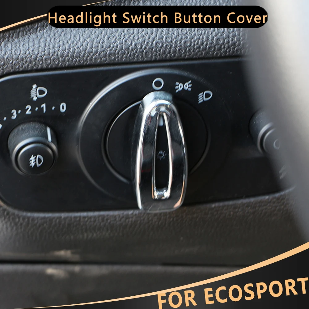 Chrome Car Head Light Lamp Switch Knob Cover Decoration Cap Trim Sticker for Ford Ecosport 2013 2014 2015 2016 2017 Accessories