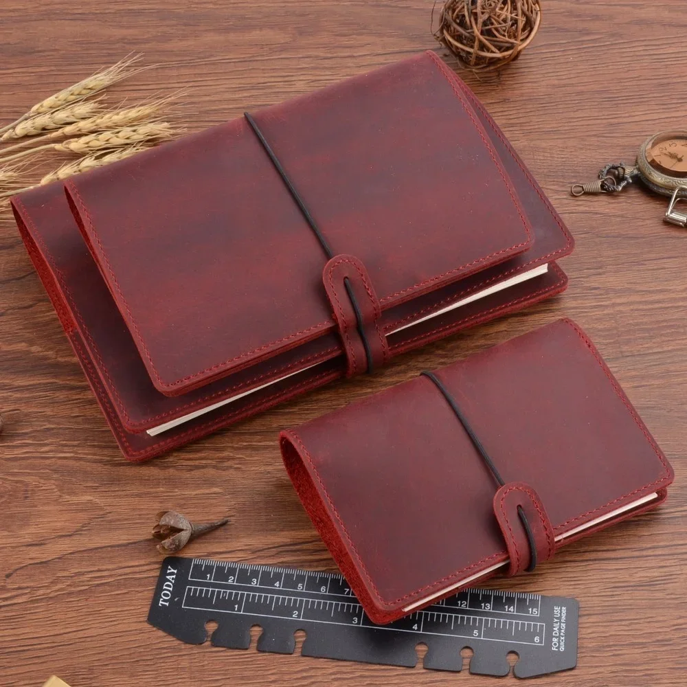 Genuine Leather Handmade Vintage Rings Binder Notebook A5 Size Daily Planner Journal Sketchbook For Agenda Drawing Stationery