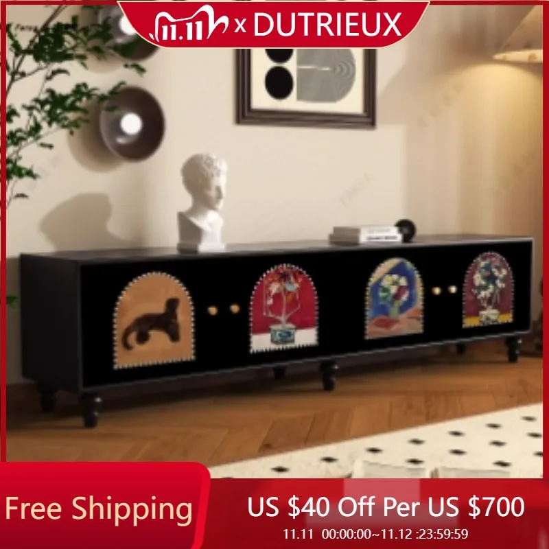 

French Solid Wood TV Cabinet Storage Design Organizer Dollhouse Hallway Tv Table Art Wall Salon Unique Trendy Muebles Furniture