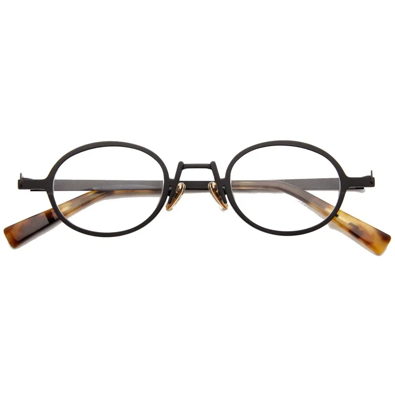 Vintage Literary Optical Glasses frame Gold Black Silver Oval Eyewear Stainless Punk Eyeglasses image 4