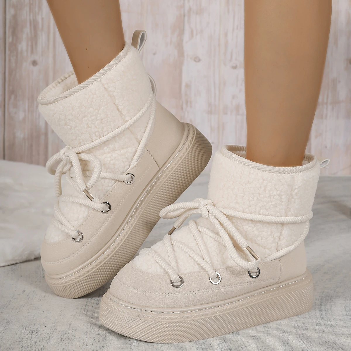 

Casual Ethnic Embroidery Snow Boots Women 2025 Soft Thick Bottom Short Plush Snow Boots Winter Warm Knitted Boot Tube Shoes