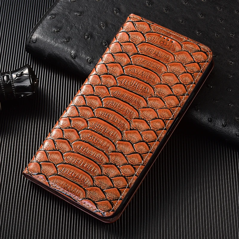 Python Genuine Leather Flip Case For Samsung Galaxy A01 A11 A21 A31 A41 A51 A71 A07 A17 4G 5G Phone Wallet Cover Cases