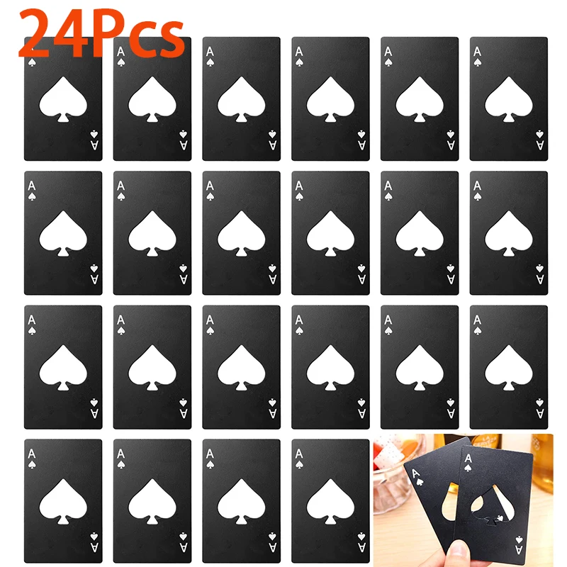 

24Pcs Ace of Spades Bottle Opener Poker Opener Beer Bottle Cap Opener Credit Card Size Bar Party Tools