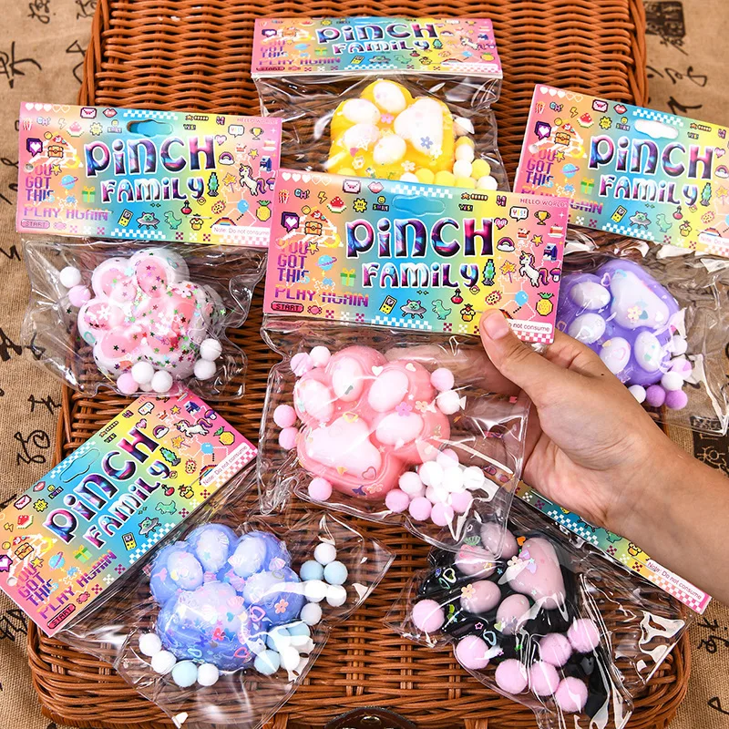 Снимает стресс, тревогу, сжимающие мягкие радужные кошачьи лапы, милый хомяк, восприятие цвета, сенсорные игрушки, подходят для детей и взрослых