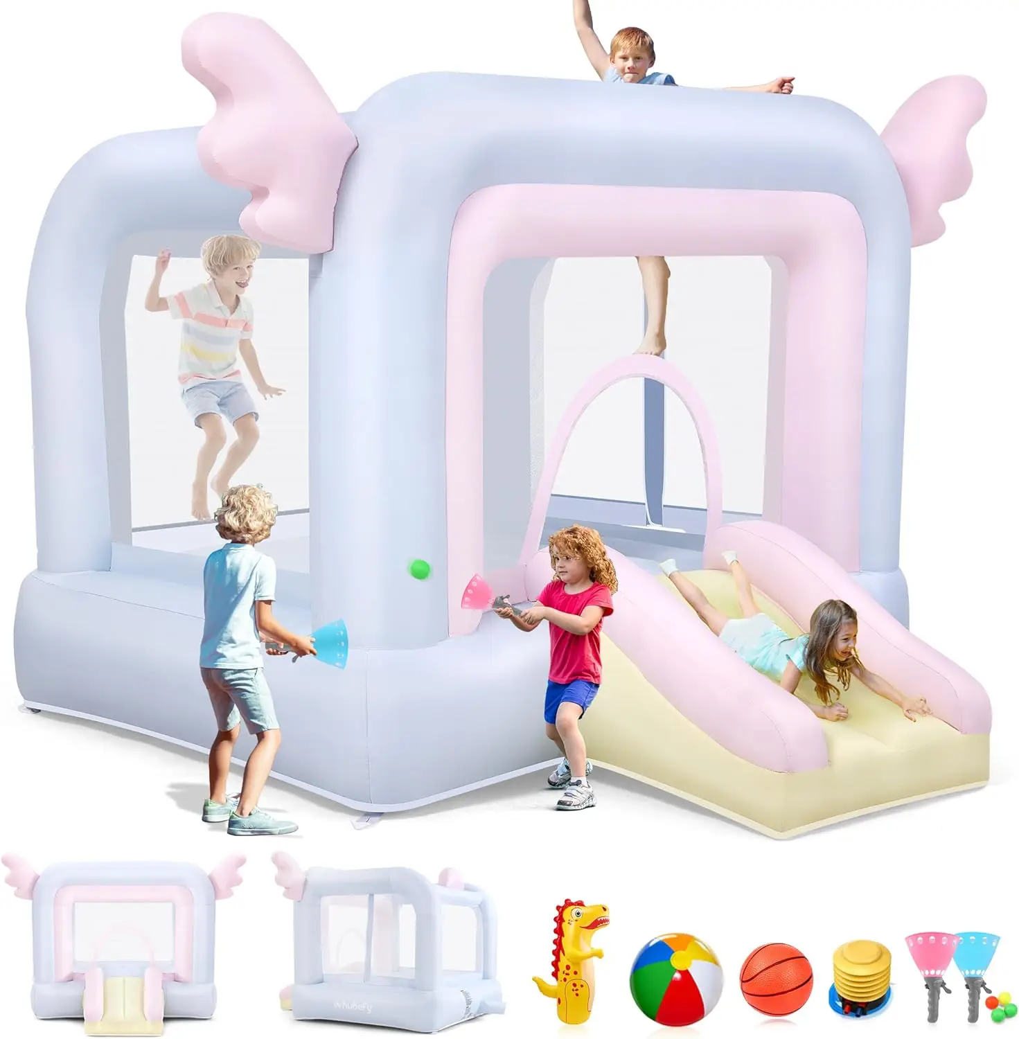 子供用インフレータブルバウンスハウス、ドリームウィングバウンシーキャッスル（8〜12歳対象）、屋内＆裏庭で楽しめる幼児用インフレータブルバウンサー ジャンプP