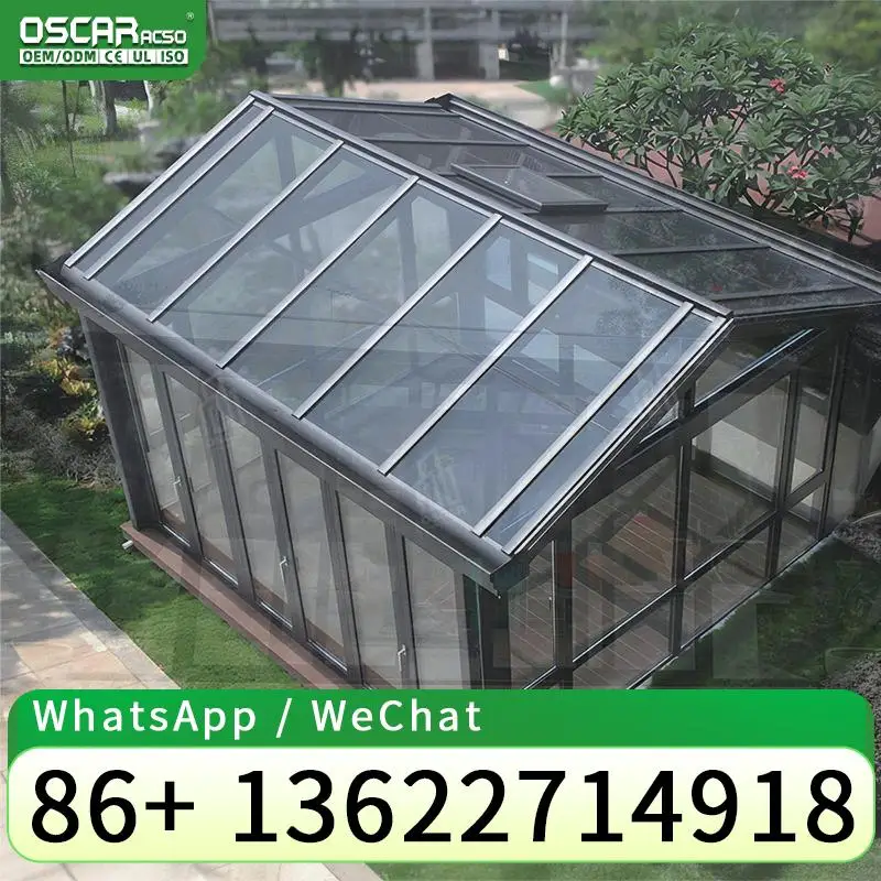Modern Waterproof Sunproof Aluminum Glass Free Standing Solarium for Courtyard Park Winter Anti Corrosion High End Outdoor Sun S