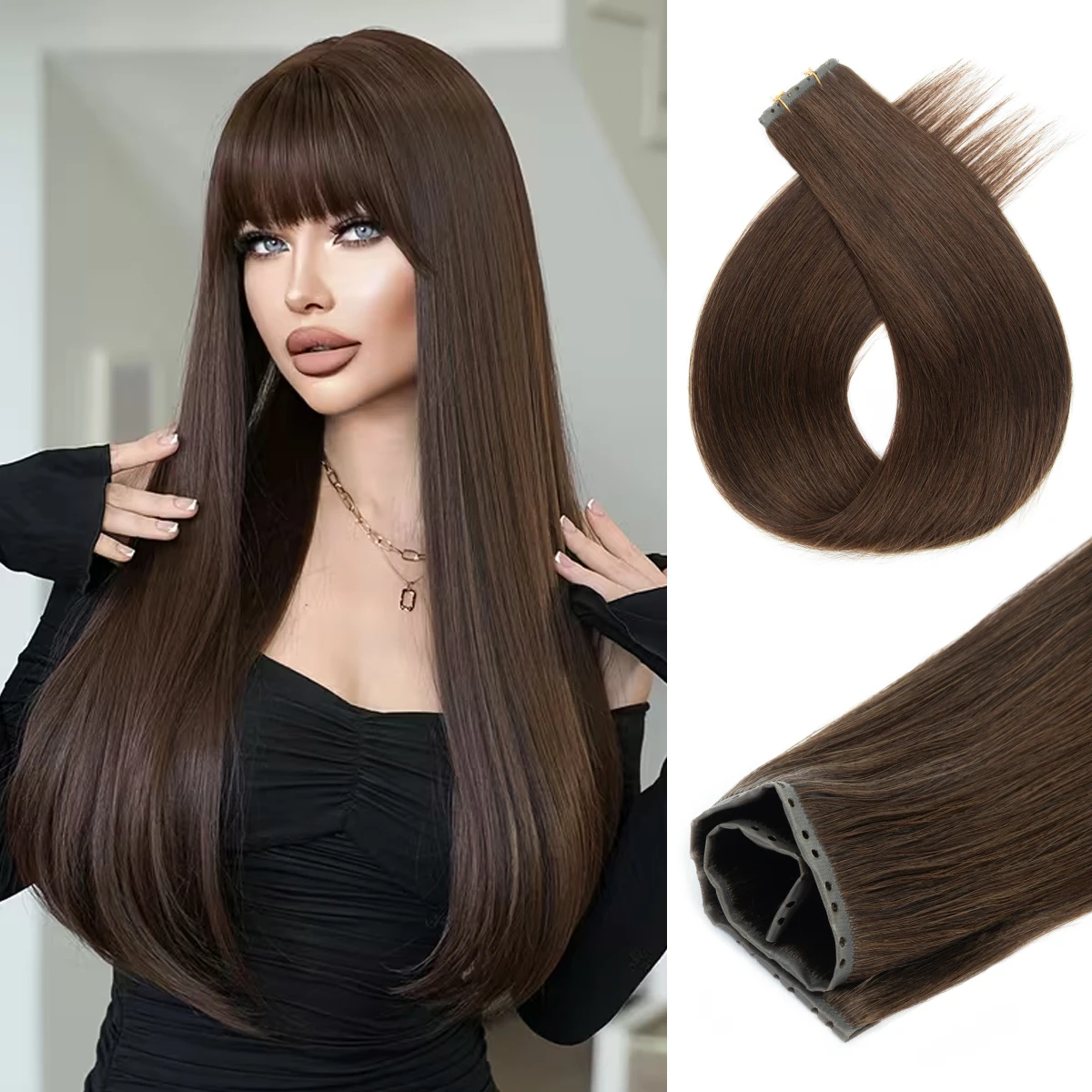 

Невидимая плоская лента-накладка из натуральных волос XO Twin Tabs, 25 см, без клея, для микролинков, 40-50 г