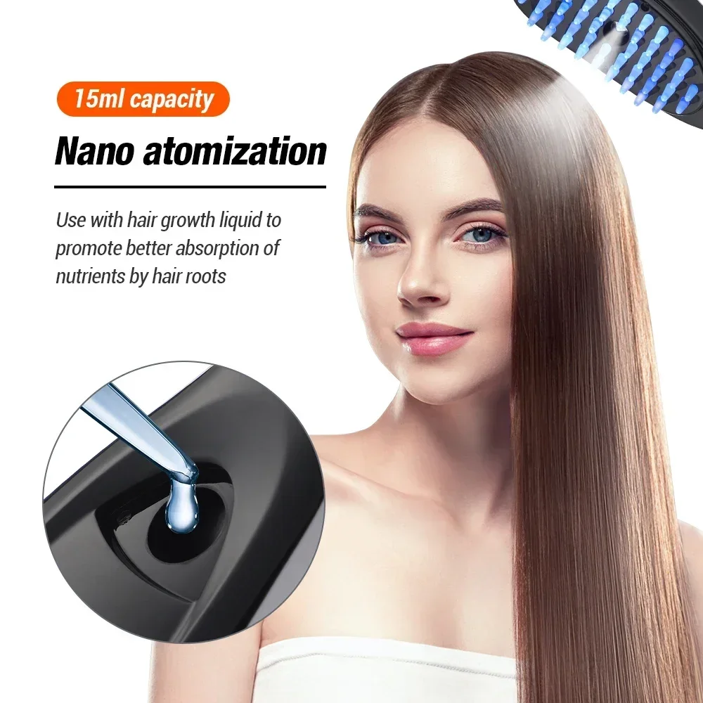 สเปรย์ไฟฟ้านวดหวีสีฟ้าสีแดง Light Therapy หัวนวดหวี Anti Hair Loss Anion สเปรย์ Hair Growth แปรงความเครียดบรรเทา