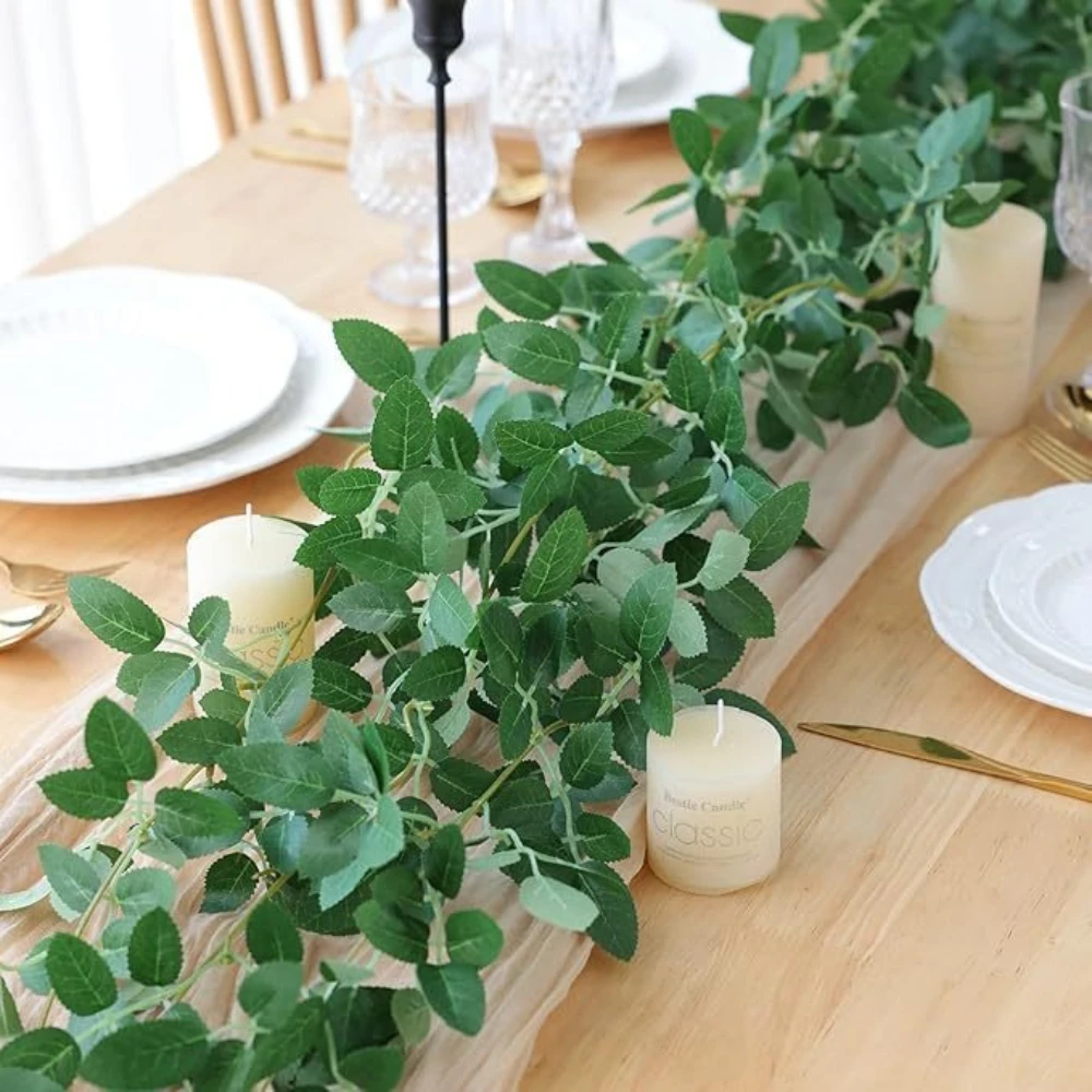 175cm Artificial Rose Leaf Vine Garland Fake Green Plant Rattan for Wedding Background Table Centerpiece Home DIY Decor
