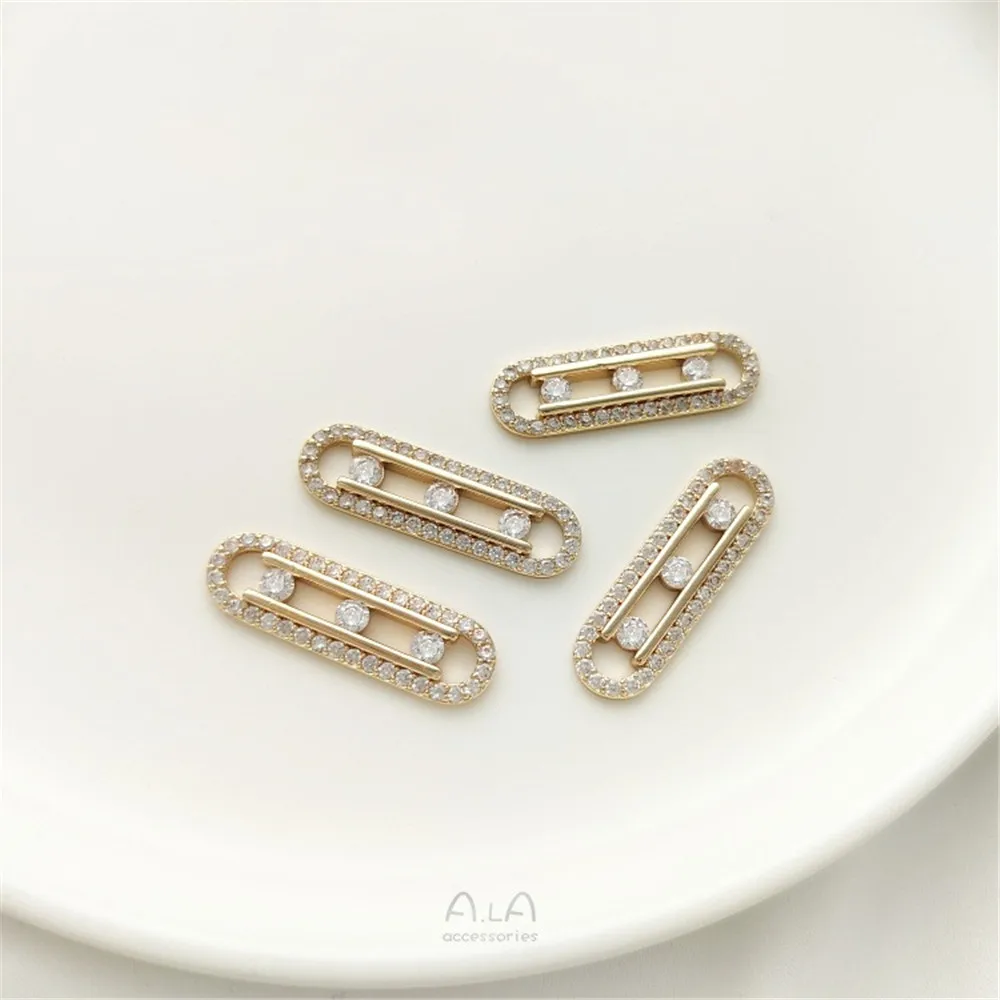 

14K Gold Color Preservation Micro-inlaid Zircon Diamond Clip Pin Shape Pendant Handmade Bracelet Necklace Accessories