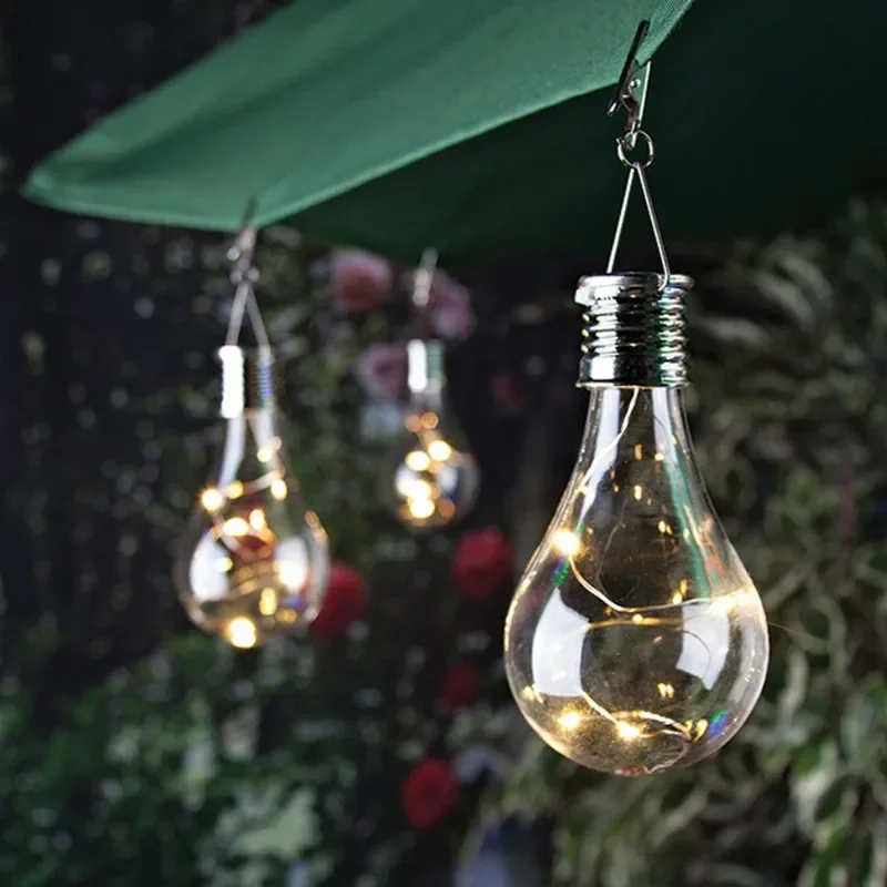 Colorful Home Garden Solar Light Bulb Waterproof Solar Rotatable Outdoor Garden Camping Hanging LED Light Lamp Bulb Decoration