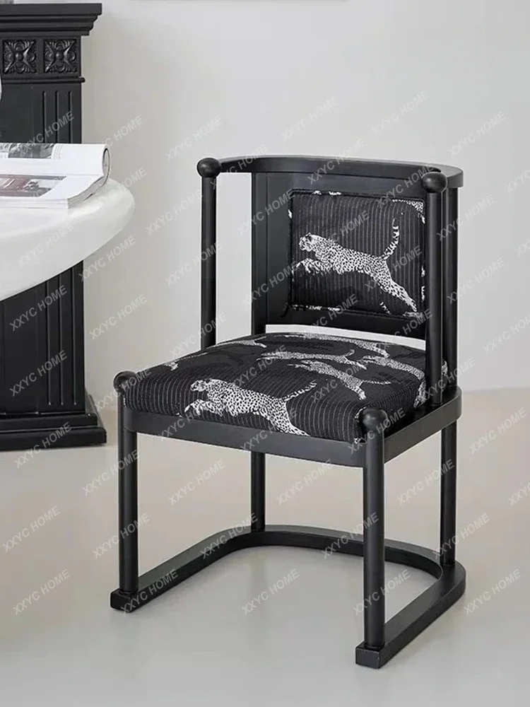 AASolid Wood Dining Chair French Antique Style, Armchair Home Retro Backrest Chair