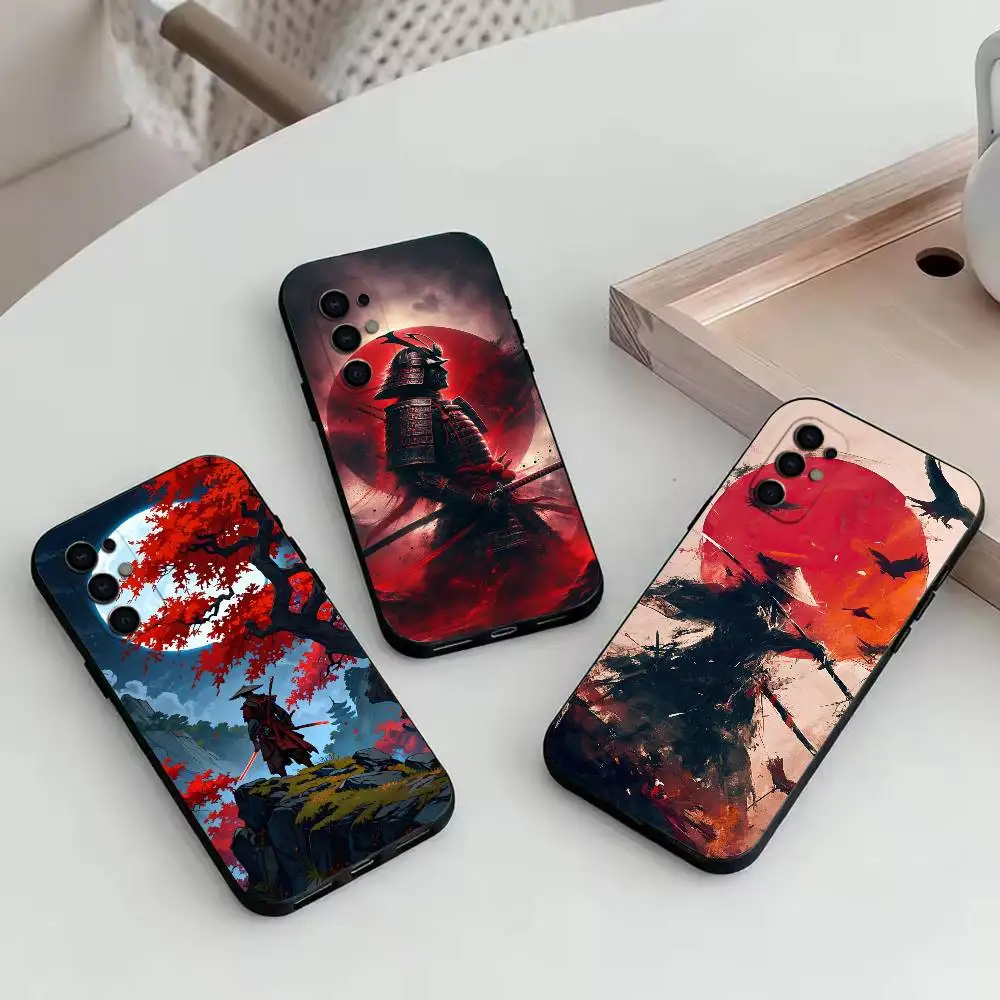 

Japanese Style S-Samurai Phone Case Black Silicone Soft For Samsung S25,S24,S21,S22,S23,S30,Ultra,S20,Plus,Fe,Lite