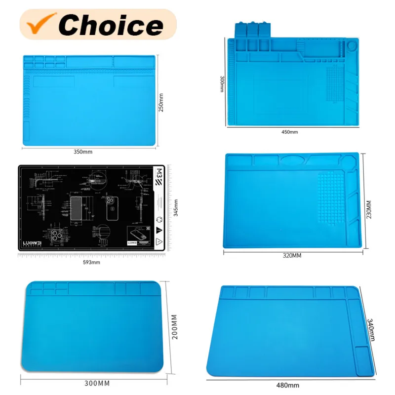 

S-160 TE-509/502/508/610 LW-M3/M4 Силиконовый коврик для пайки ESD Антистатический термостойкий изоляционный ремонтный рабочий коврик
