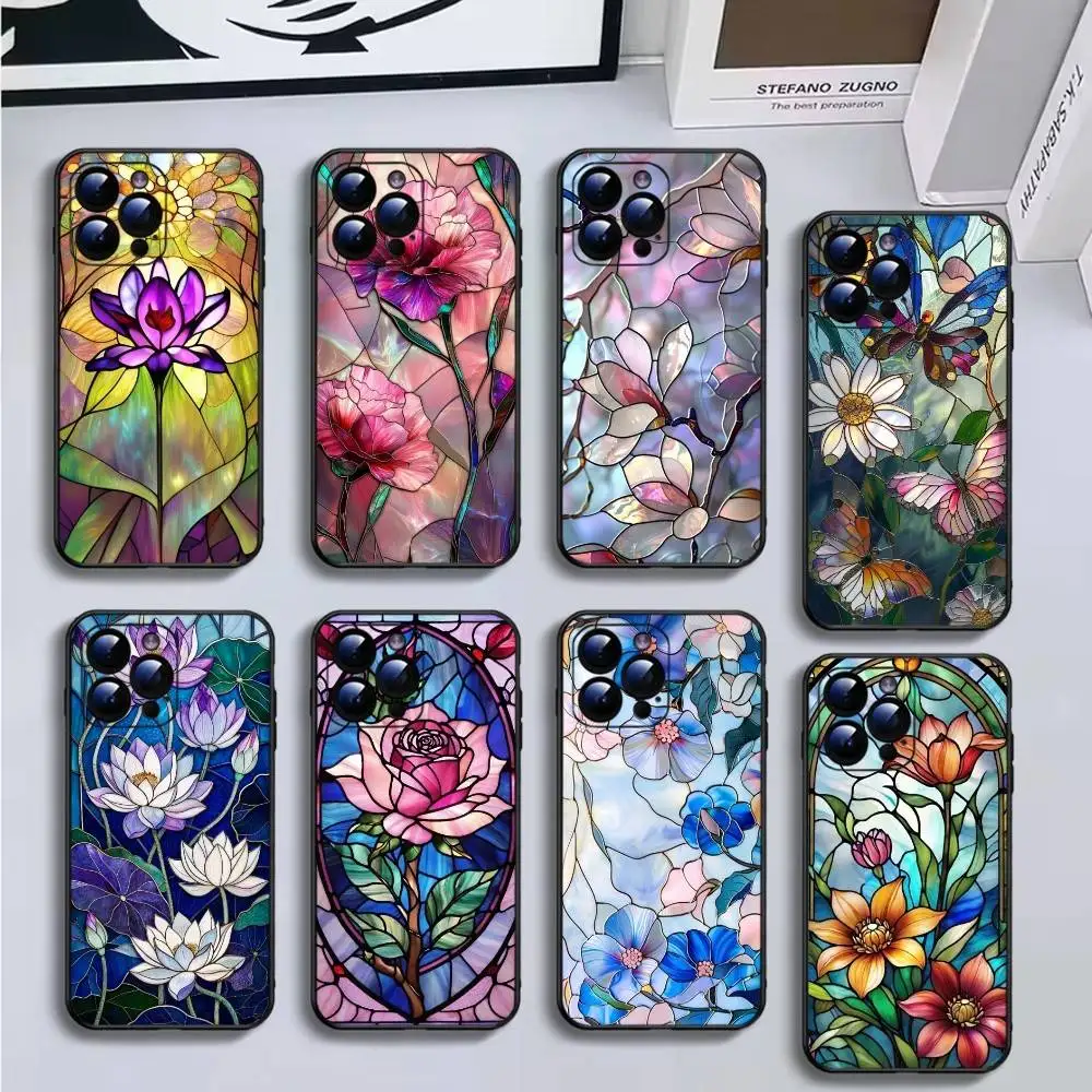 

Glass window grilles Phone Case For iPhone16,15,14,13,12,11 Plus,Pro Max,XS,X,XR,SE,Mini,8,7,Soft Black Cover