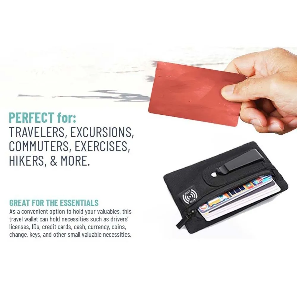 Shopping Thin Clip Stash Pouch Antimagnetic Classic RFID Protection Wallet Simple Multiple Card Card Bag with Back Clip Daily