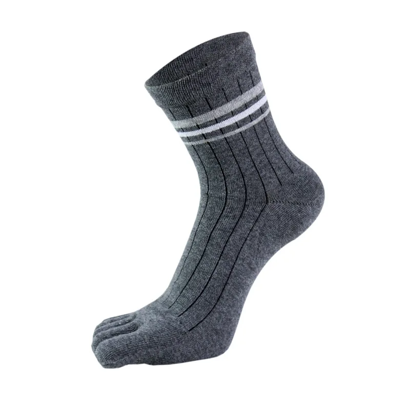 

5 Pairs High Quality Cotton Toe Striped Socks Men's Spring Autumn Breathable Fashion Business Casual 5 Finger Socks with Toes