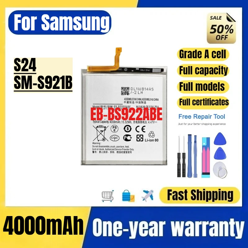 EB-BS922ABE for Samsung S24/SM-S921B Mobile Phone Battery High Quality High Capacity Replacement Bateria Grade A Cell with Tools