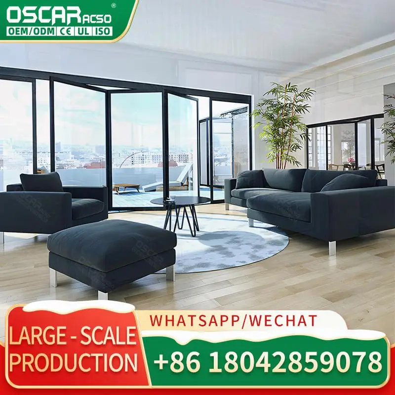 

Double Glazed Stacker Sliding Doors for Exterior Balcony Outdoor Veranda Patio Double Glass Horizontal Doors