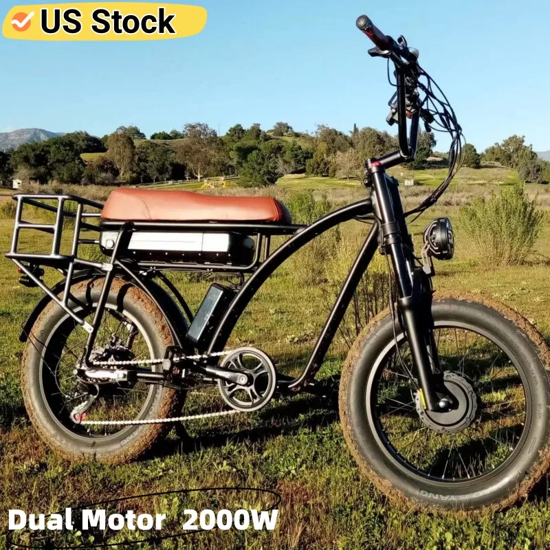 Dropshipping US Stock Smlro E5 Plus Electric Bicycle Fat Bike 48V 2000W Double Motor 18AH Battery Electric Snow Mountain Ebike