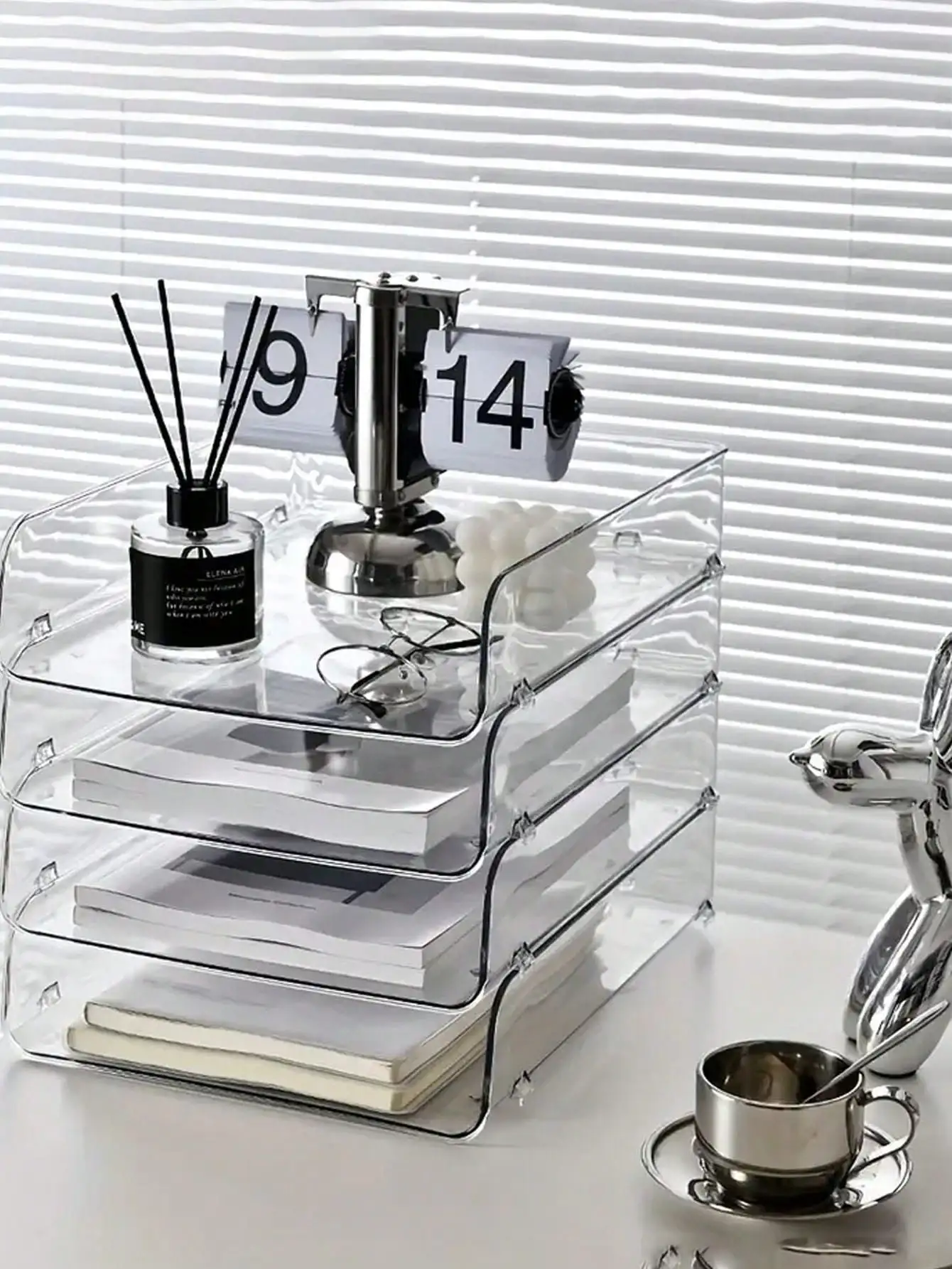 Desk storage shelf - Desk stationery sundry double layer storage shelf - Office desk storage box - student file shelf - desktop