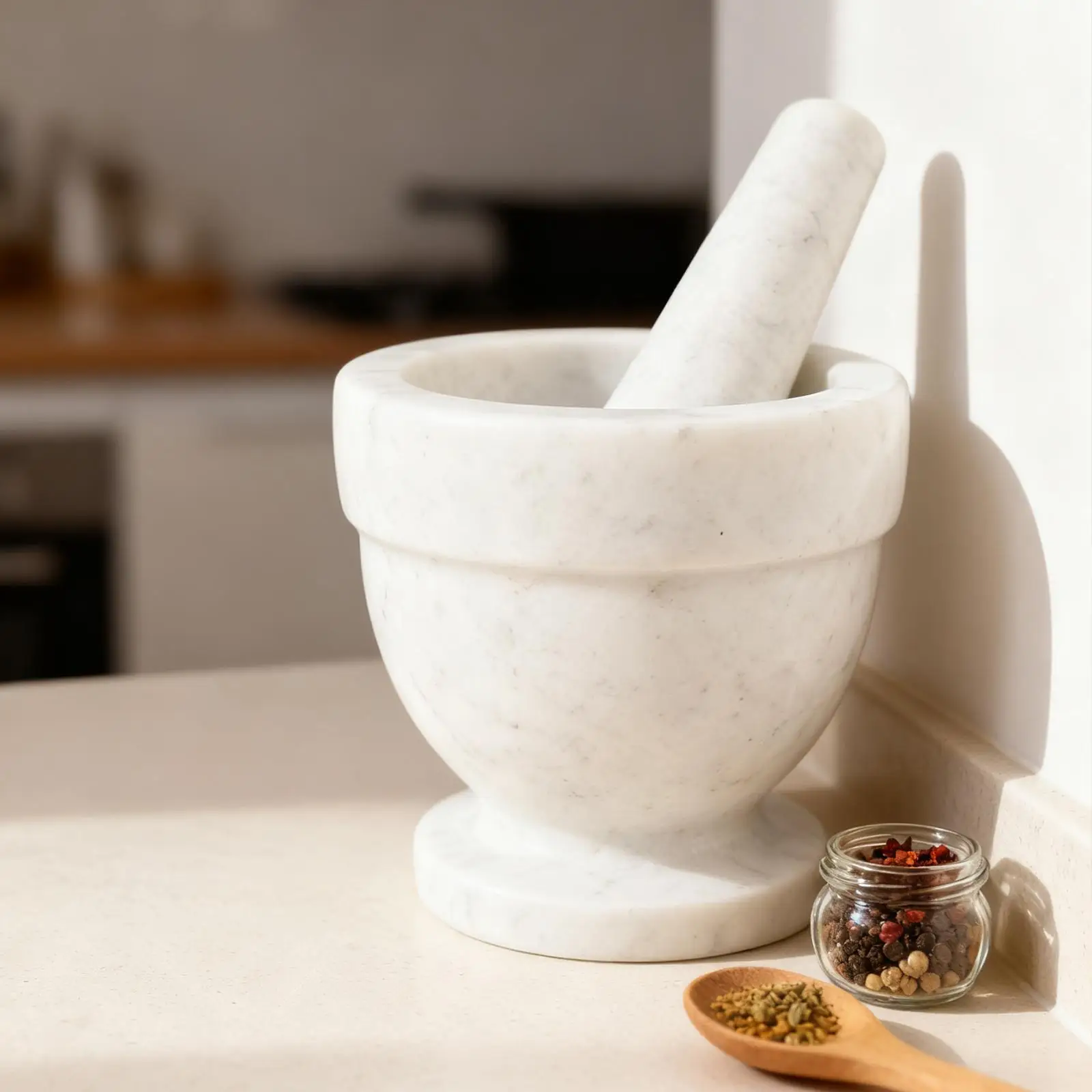 Mortar and Pestle Set Marble Enhanced Performance Reusable Polished Garlic Manual Garlic Press Garlic Masher for Garlic