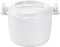 Microwave Rice Cooker Plastic Microwave Pressure Cooker with Locking Lid Instant Fast Cookware for Cooking Steaming White Joyero