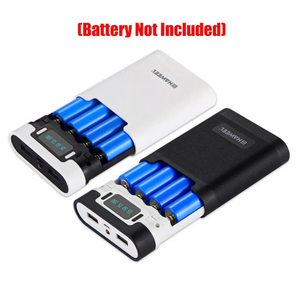 Portable DIY Power Bank Enclosure Empty Shell 4 Slots 18650 Battery Case Dual USB 5V/2.5A Power Bank Accessories