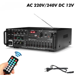 2000W 5.0 bluetooth 2 Channel Audio Power HiFi Amplifier 326BT 12V/220V AV Amp Speaker with Remote Control 4 Micro for Car Home