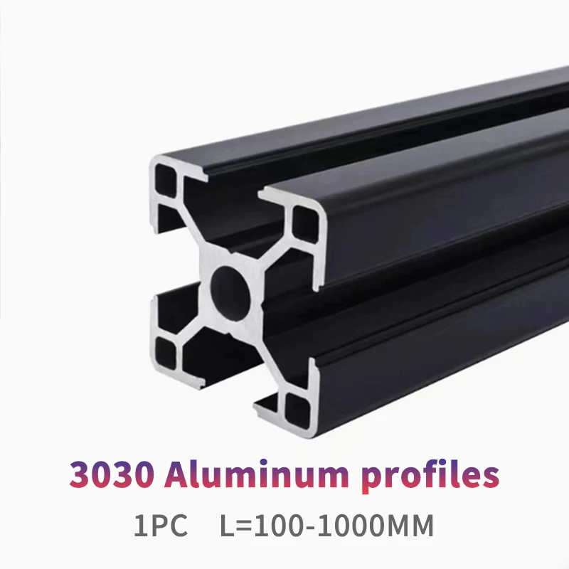 

1PC 3030 black aluminum profile extrusion 100mm-1000mm EU standard 3D printer parts anode wire guide aluminum profile
