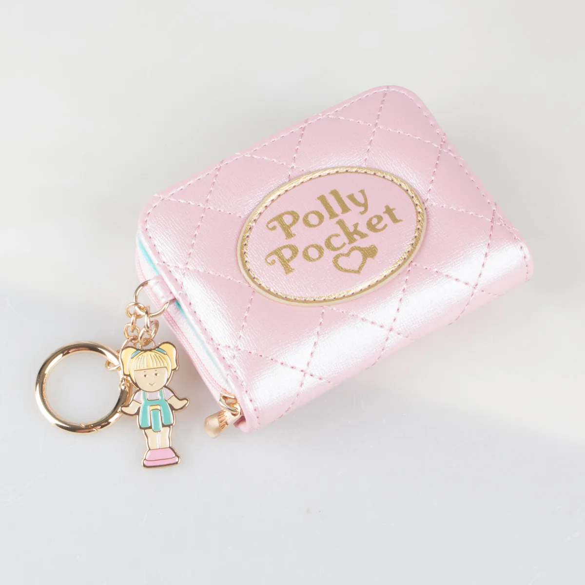 Pink Stitched Cute Zipper Wallet High-Quality Fashion Individual Card Holder with Zero Money Window for ID Cards