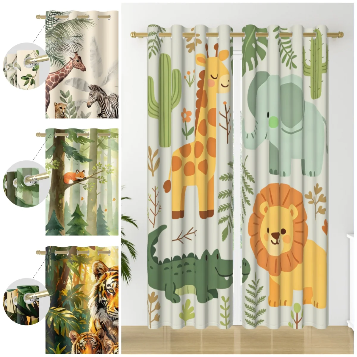 2pcs/set Customizable Image Text Window Curtain Modern Nordic Bedroom Living Room Decor Blackout Polyester Fabric Curtains