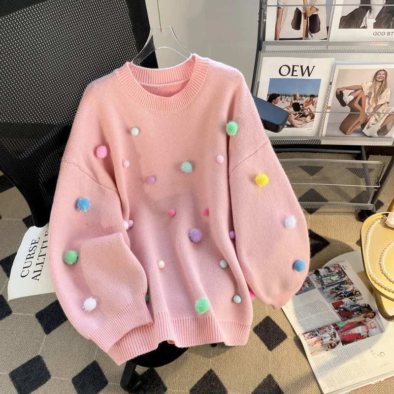 

Hsa Korean Sweater and Pullovers Kawaii Pet Pan Collar Pink Twsited Sweater Knitted Jumpers Korean Fashion Cute Y2K Tops Femme