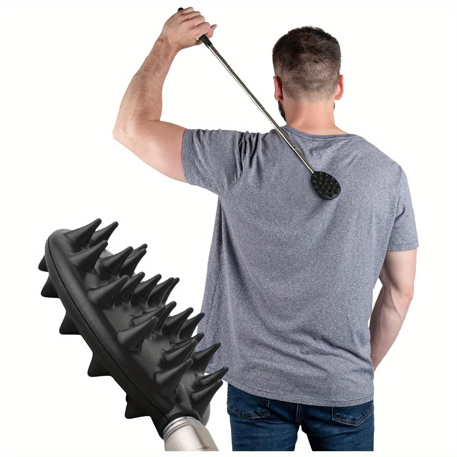 

Extendable Cactus Back Scratcher with 1/4-inch & 1/2-inch Spikes, Retractable One-Hand Itch Stick for Men & Women, Durable PVC