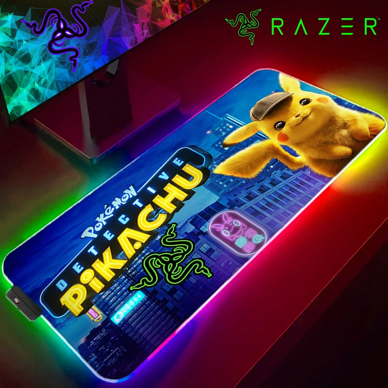 

Gaming Mouse Pad RGB RAZER Pikachu Goliathus LED Mousepad Cool Mats Carpet Pads XXL Computer Offices Large Gamer Backlit Mause