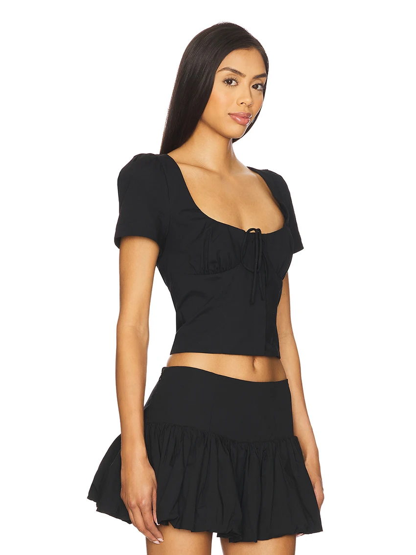 Marthqiqi Autumn Ladies Nightwear Set Square Collar Pajamas Short Sleeve Nightgowns Skirts Casual Female Sleepwear 2 Piece Suits