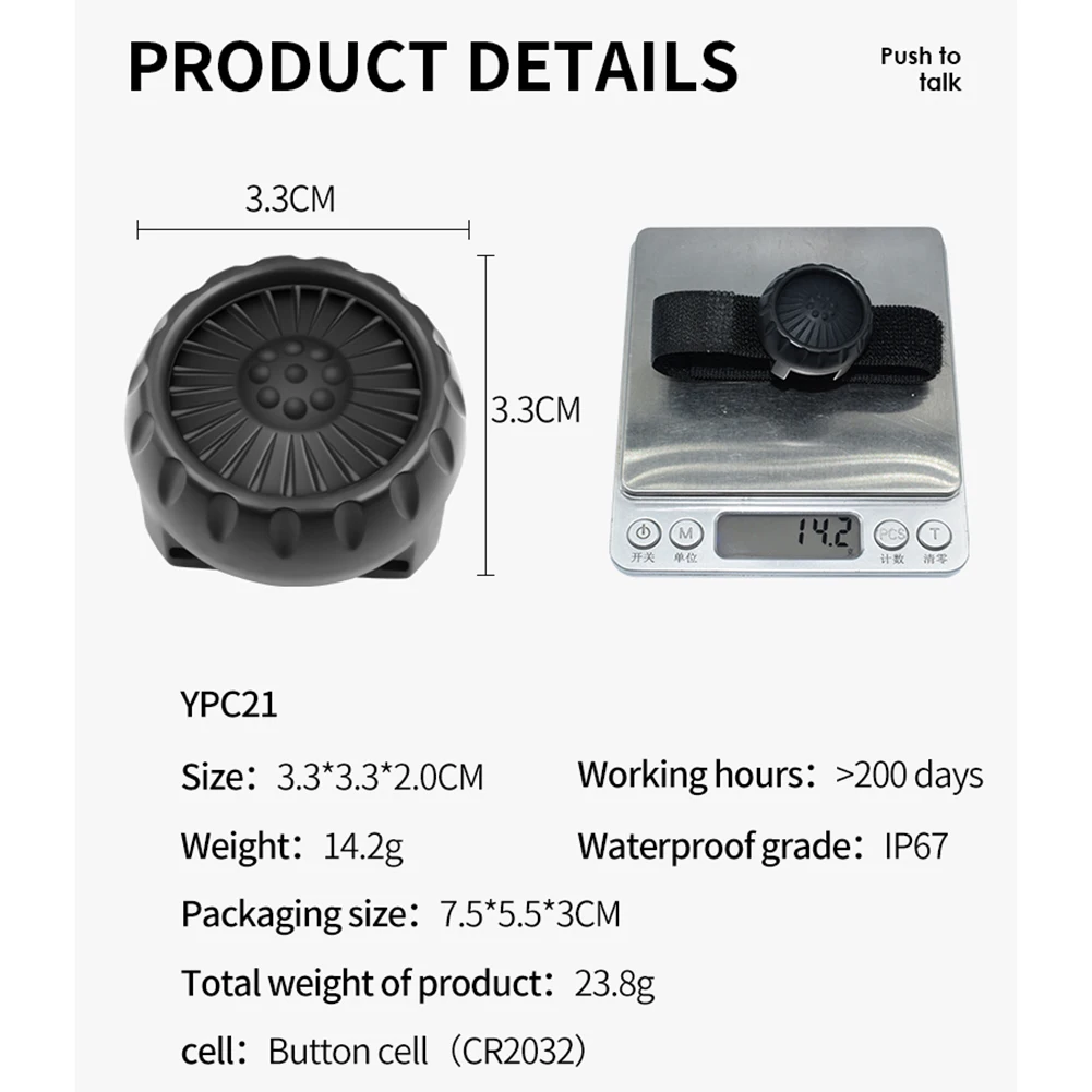 Botón de Control inalámbrico para walkie-talkie, controlador de correa ajustable para teléfono IOS y Android, botón pulsador para hablar, Bluetooth,