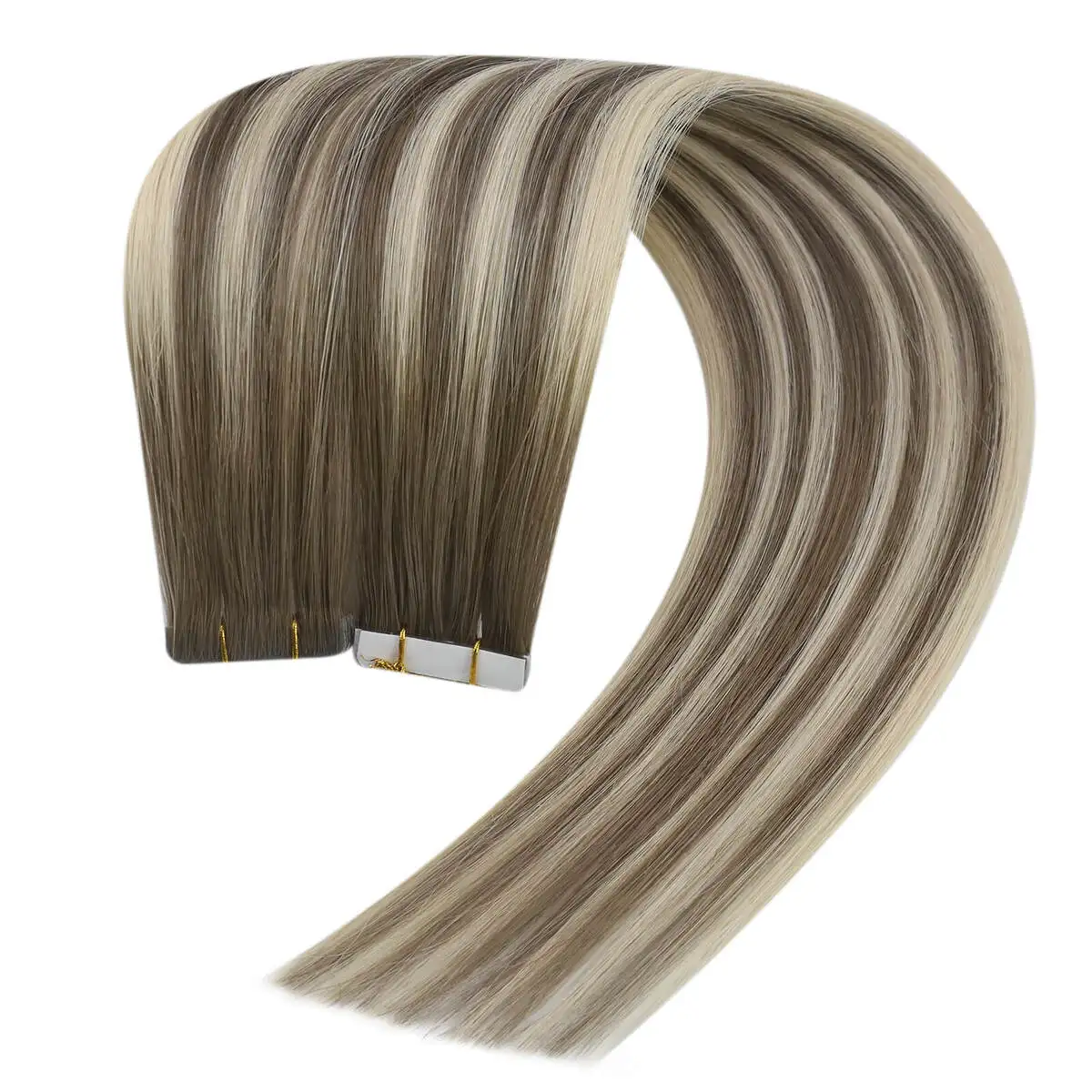 YoungSee Fita de injeção Extensões de cabelo 5pcs cor escura Fita de inserção virgem em cabelo humano real para cabelos curtos