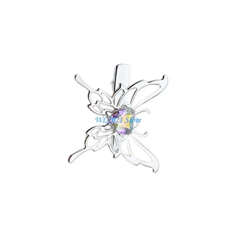 

G5GC Hollowout Butterfly Side Hairclip Harajuku Metallic Hairpin Girl Hair Barrettes