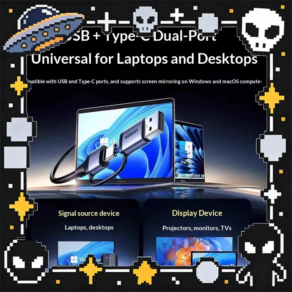 UGREEN CM711 Wireless Presentation System HDMI 1080P 50m Point to Point Screen Mirroring for Meeting