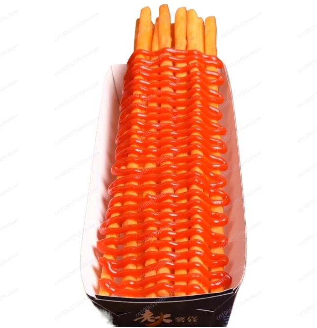 

Simulation super long french fries display Fried snack food model super long Taiwanese fries model potato fake food sample