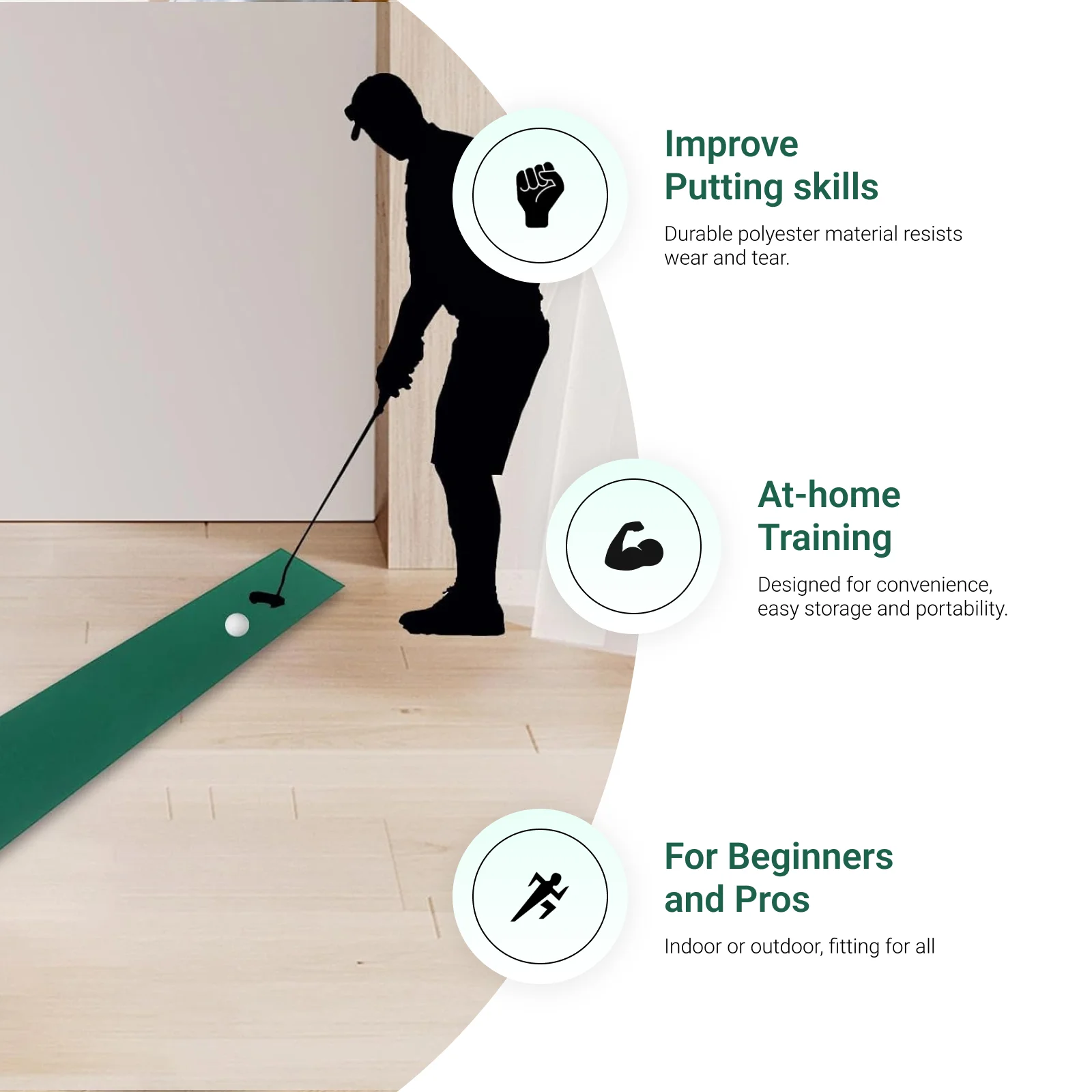 

Golf Putting Mat Golf Putting Practice Mat Portable Improve Putting Accuracy Foldable Golf Training Putting Practice Detection