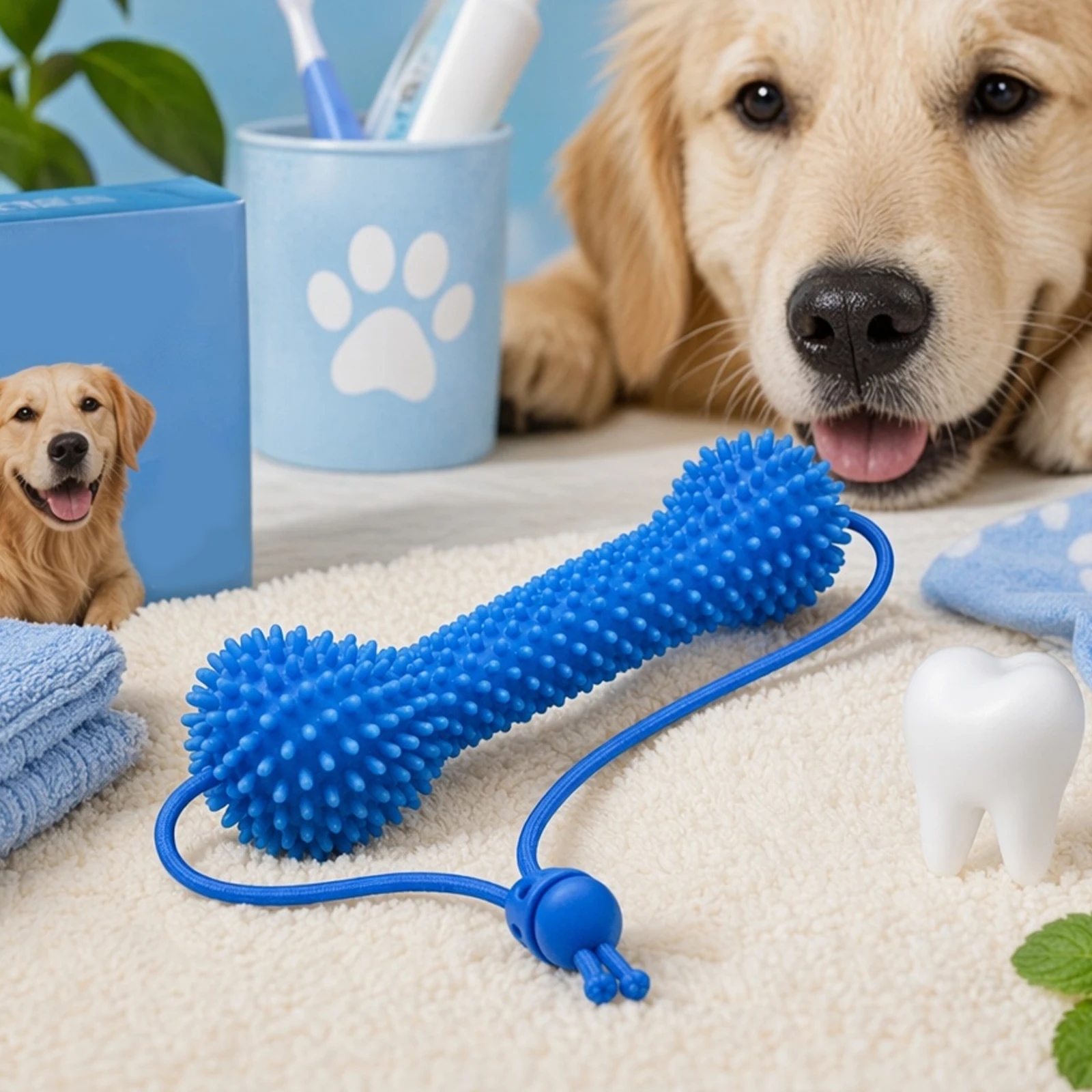 Dual-Action Canine Dental Prop Bite-Resist Pet Oral Care Stick Pet Toothbrushing Chew Toy for Small Medium Dogs Teeth Cleaning