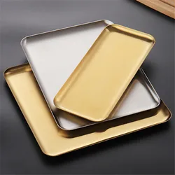 Stainless Steel Shallow Baking Pastry Tray Fruit Sancks Food Storage Plates Non-Stick Dishes Cake Pan Cookware For Kitchen