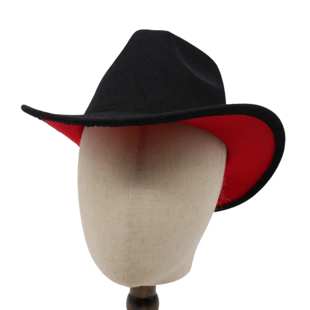 European And American Two-tone Hat Western Cowboy Hat Jazz Hat Grassland Felt Cap Cross-border Woolen Hat Men And Women