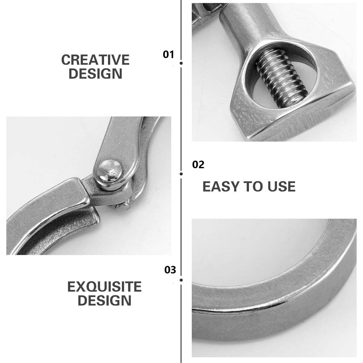 

Single Pin Heavy Duty Tri Clamp 304 Stainless Steel With Silicone Gasket For Valves Hoses And Sanitary Fittings
