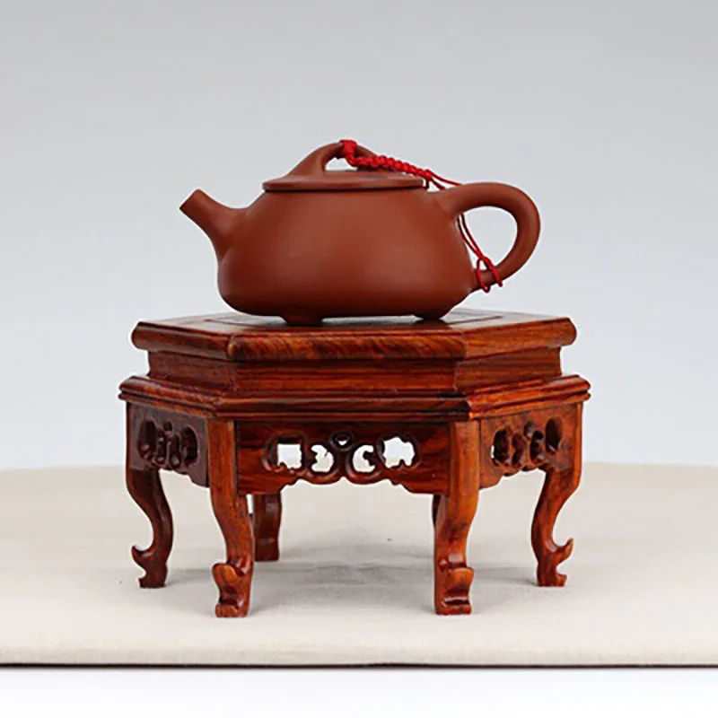 

Деревянная подставка для чашки с куриными крыльями, шестиугольная и квадратная чайная церемония, фиолетовая глиняная основа для горшка, твердая древесина красного дерева, антикварное украшение