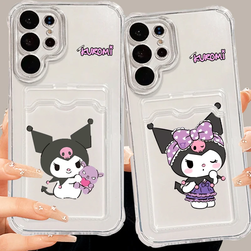 Kuromi Cool Art For Samsung A73 A72 A54 A71 A52 A53 A32 A22 A14 A13 A23 5G Photo Card Bag Transparent TPU Phone Case